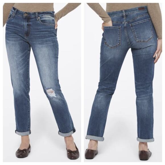 Kut From The Kloth Catherine Boyfriend Mid Rise Distressed Jean 8 - Picture 1 of 9